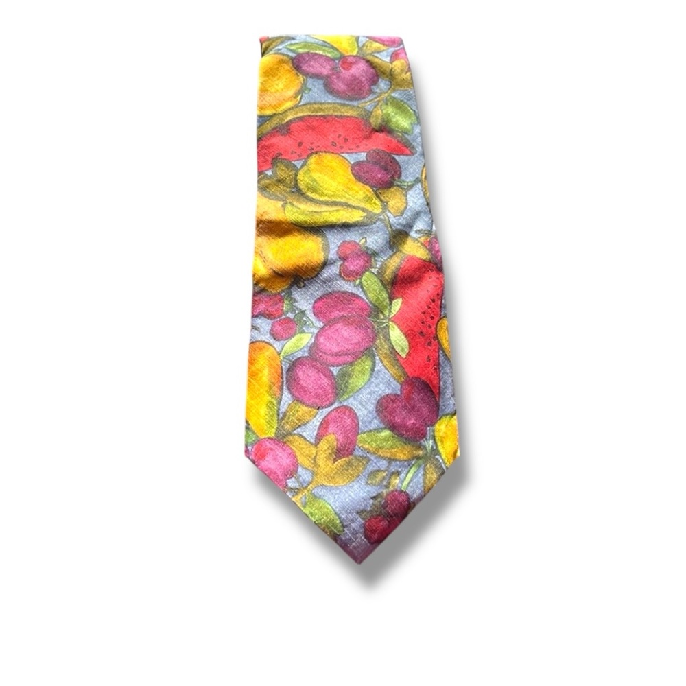 Yves Saint Laurent Men's Vintage Silk Tie Colorful Fruit Print